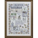 A small sampler depicting the sights and scenes of Hawick including The Motte, St Mary's Church