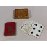 Oriental style vintage playing cards, red backed with gilt decorations of children chasing a rat.