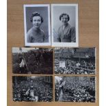 Two photographs of Hawick's Cornet's Lass 1951 and 1956 together with four photographic postcards