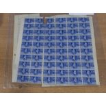 Complete sheet. Great Britain. 1946. King George V1. Victory stamp (2 and half pence) ultramarine