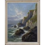 FRANK HIDER listed artist, signed oil painting on canvas depicting the White Cliffs of Dover with