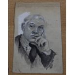 Lowry by repute only, a portrait sketch on paper of Lancelot Percival Roberts, artist and art