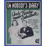 Judy Garland and Mickey Rooney music sheet. I'm Nobody's Baby. 1930s