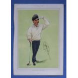 Golf print. Golf characters, ink signed by Jose-Maria-Olazabal. unframed. size. 13" x 9"