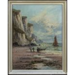 FRANK HIDER, listed London artist, signed oil painting on canvas depicting a coastal scene on the