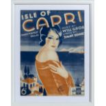 A framed original pictorial sheet music 'Isle of Capri'