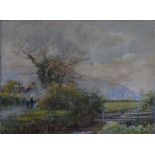 J. E. Morland, water-colour drawing of the Conway Valley, titled on verso. Conway Afternoon.