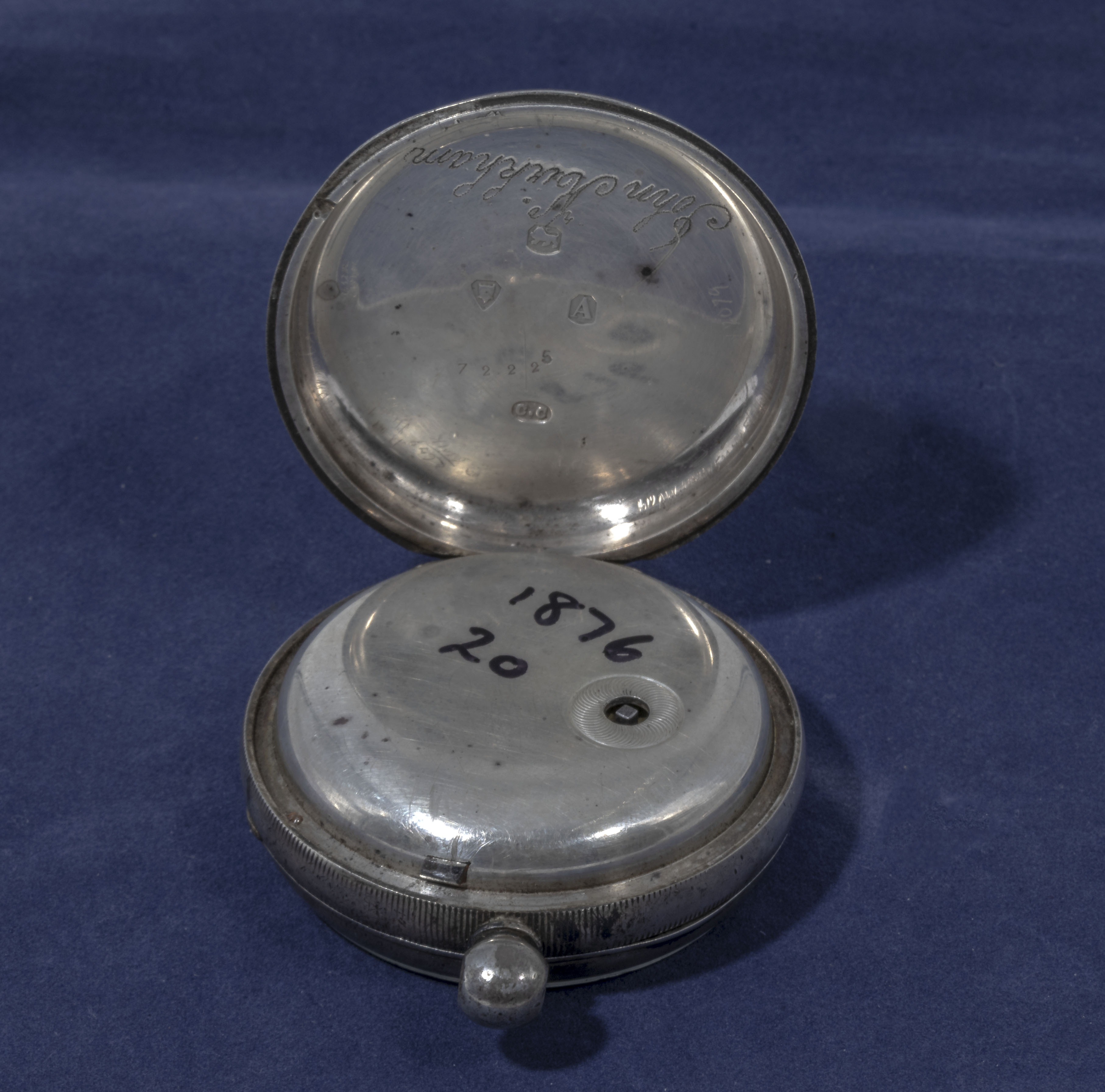 Victorian silver verge pocket watch by R. Scanlan Orchard Street Preston watch no.7222 silver case - Image 3 of 5