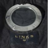 Links of London silvered metal/glass coaster in black bag dia.3.5â€ dia