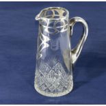 Silver mounted antique cut crystal glass whisky water jug of fine quality, probably by Webbs.