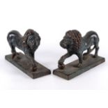 Grand tour a pair of cold painted cast iron Medici lions, 9.5" long x 7" tall x 3" wide