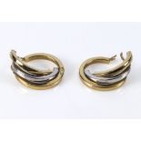 A pair of 9ct trio gold earrings 2.5gms