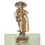 A carved wood Balinese figure of a lady 40" tall