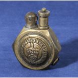 Rare trench art brass cigarette lighter, made from a large brass nut, with applied buttons of the