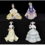 Two Royal Doulton figures together with two Coalport 5" tall