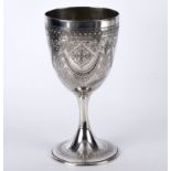 A silver chalice marks for London, Walter and John Barnard, 16oz , 9.25" high
