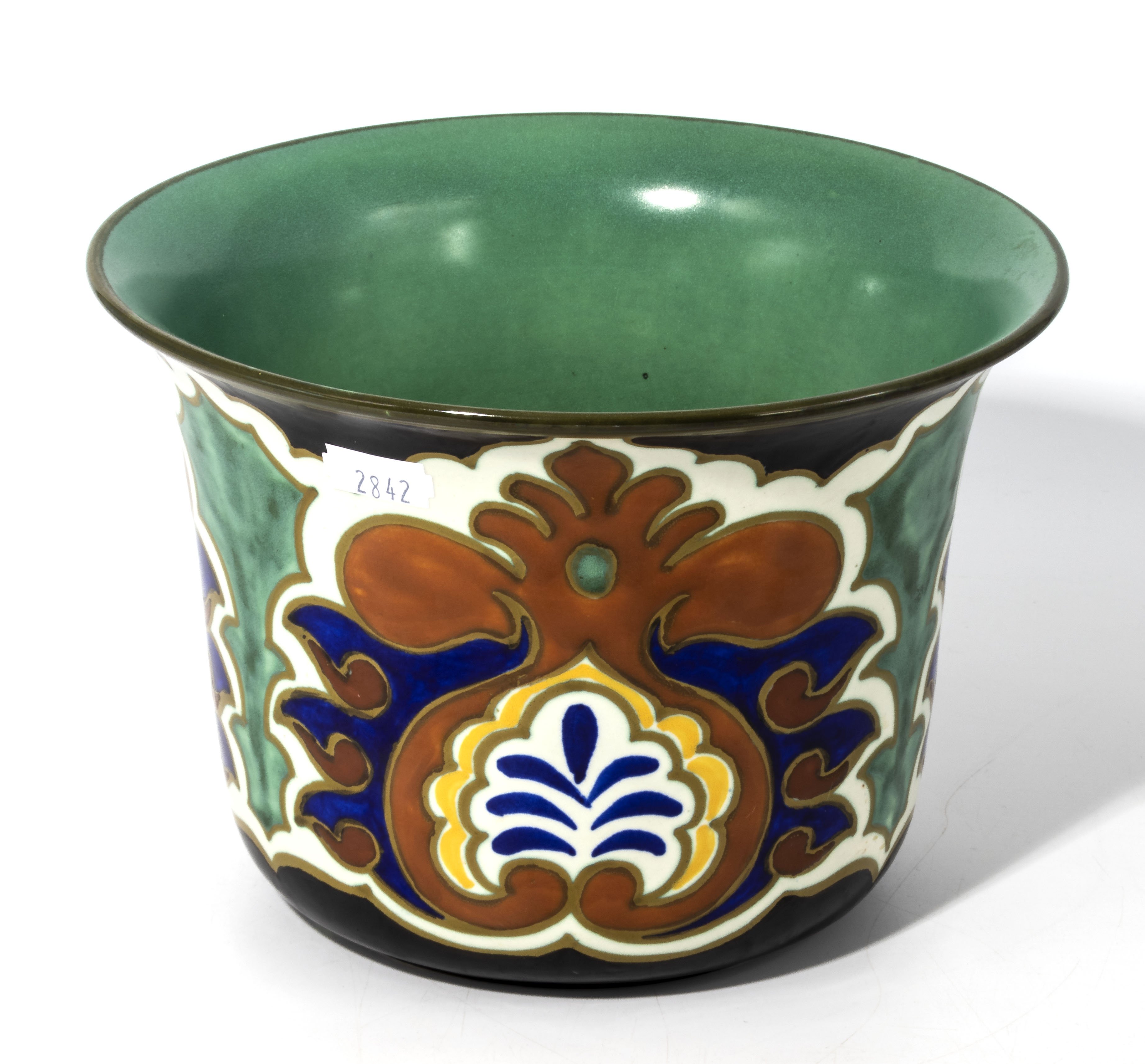 Gouda art pottery decorated vase circa 1920/30s, with a turquoise glazed interior, with floral - Image 3 of 13