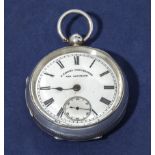 Fine quality antique silver pocket watch with a enamel dial and second finger dial, makers