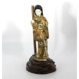 Japanese antique Satsuma figure of an elegant lady dressed in a fine gilt decorated robe, fitted
