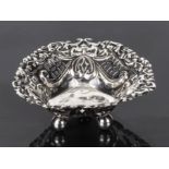 A small pierced silver trinket dish, marks for Chester 1894, 19.5gms