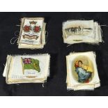 B.D.V. cigarette silk printed cards, 20 cards depicting regimental badges and medals, 25 cards mixed