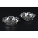 A pair of Elkington pierced silver plated bon bon dishes,