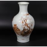 Chinese Republic period Mao era. Iron red decorated vase of the finest quality, depicting sages in a