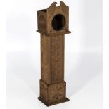 Victorian mantle pocket watch holder, in the form of a Grandfather clock, carved tramp work to the