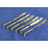 Set six silver fruit knives, with pistol grip handles Sheffield 1914 maker W.D.