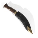 Miniature Gurkha knife in leather scabbard with wood handle. 7"long.