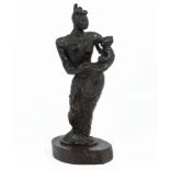 Leon Underwood modern British bronze artist 1890-1975 bronze figure of a mother and child on wood