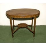 A mahogany two tier table 34" wide x 22"