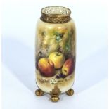 William Ricketts, Royal Worcester hand painted signed vase, finely decorated with apples, with a
