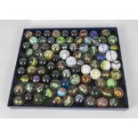 A box full of vintage large size marbles, mixed variations
