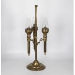 Antique brass three branch students lamp