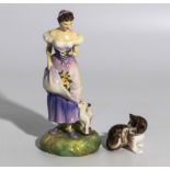 Doulton figure spring 8" high, small Royal Doulton cat marked HN.2580x proto-type a/f.