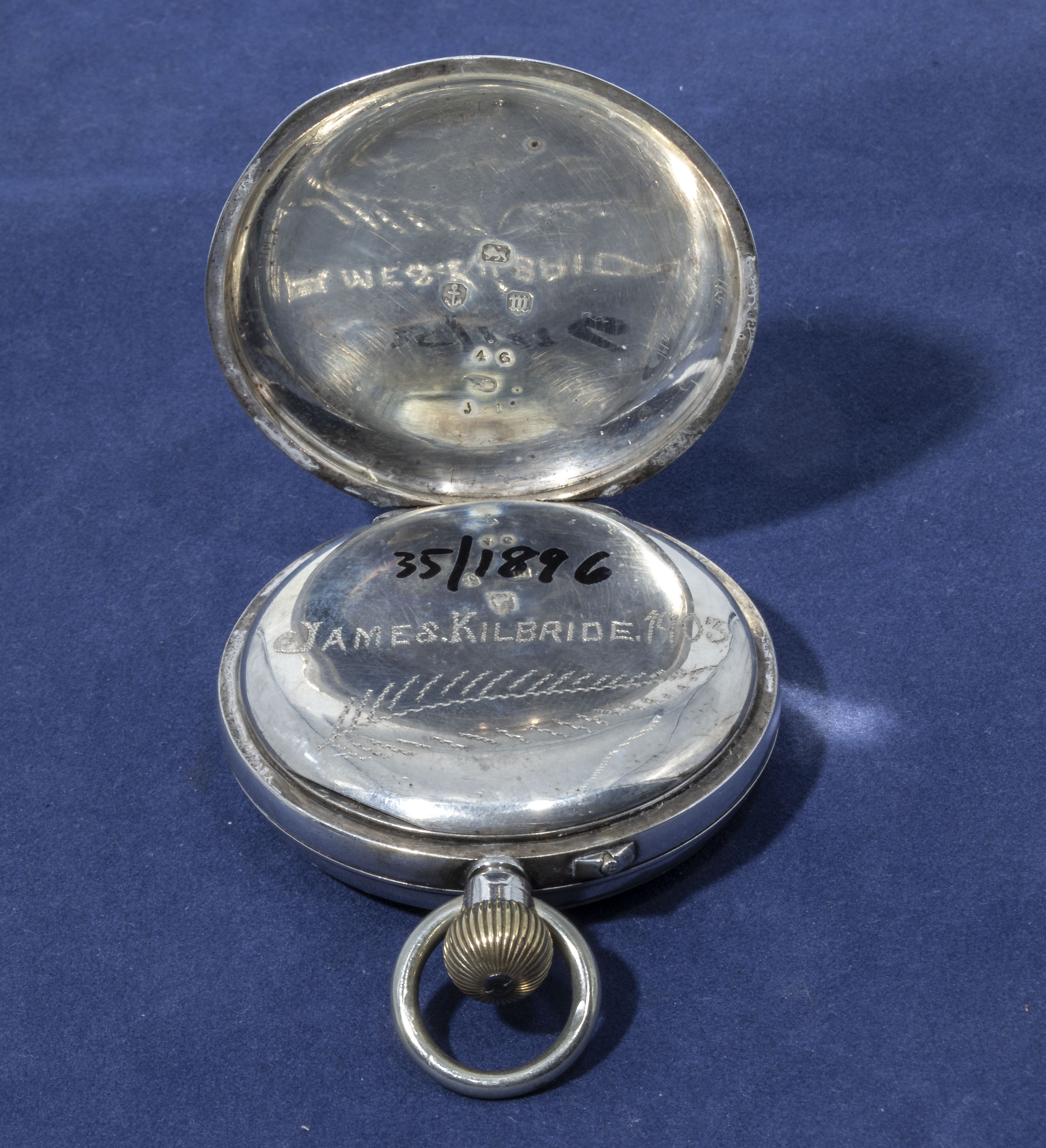 James and Kilbride Victorian period independent centre keyless silver chronograph pocket watch - Image 2 of 5