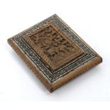 Antique carved Indian colonial calling card case, carved to the body a tiger amongst foliage.