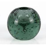 A Victorian green glass inkwell, 4" tall