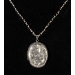 Silver locket with silver chain 30" long