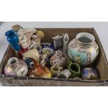 A box of assorted pottery and china