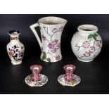 Four pieces of Maling Ware and a Mason's vase