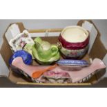 A box containing Maling and Carlton Ware