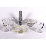 Two glass ice buckets and other items