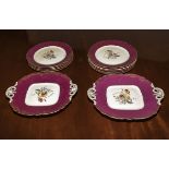 Two comports and nine decorative plates