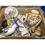 A box of assorted pottery