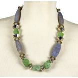 Ancient agate and phrenite crystal necklace