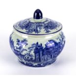 A transfer printed blue and white ginger jar