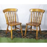 Two pine kitchen chairs