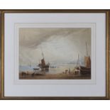 A framed and glazed 19th century marine watercolour image size 26cm x 34cm